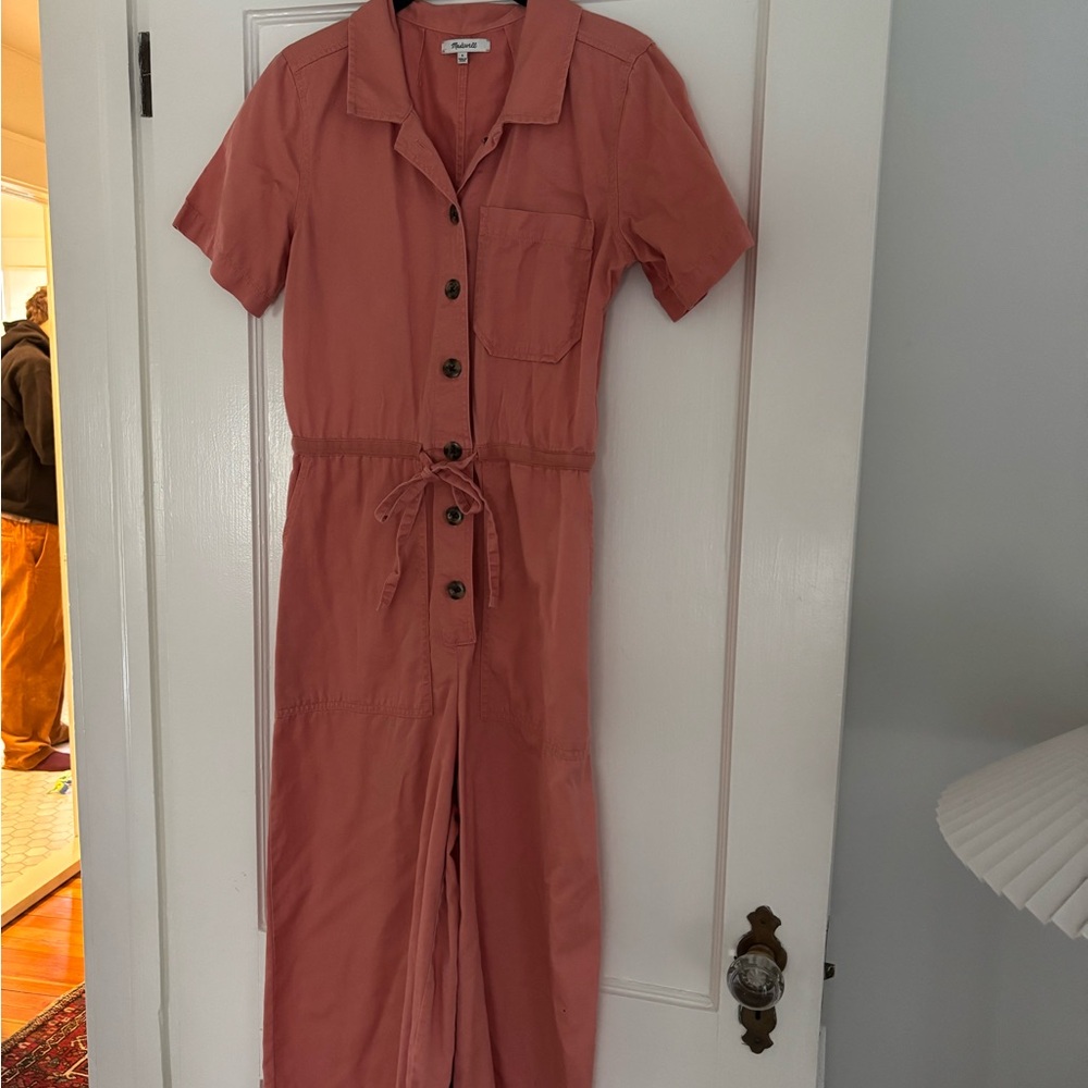 Madewell Coral Button-Down Jumpsuit, size 4